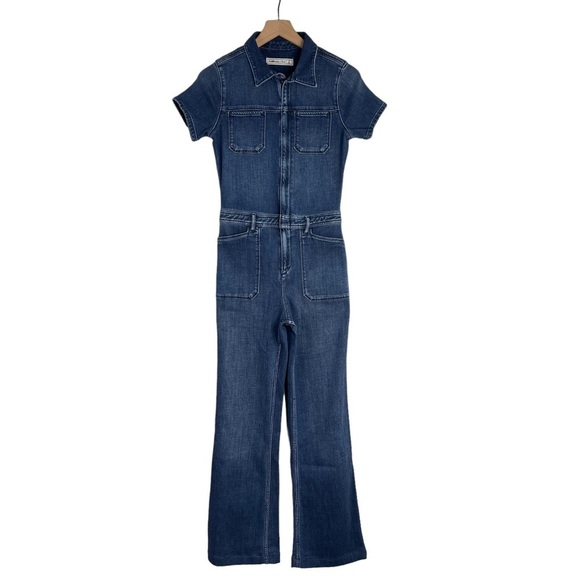 Abercrombie & Fitch Pants - Abercrombie & Fitch Jumpsuit Womens 2 Zip Up Flare Denim Western Utility 70s